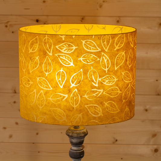 Oval Lamp Shade - B107 ~ Batik Leaf Yellow, 40cm(w) x 30cm(h) x 30cm(d)