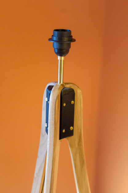 Oak Tripod Floor Lamp - P99 - Resistance Dyed Teal Bamboo