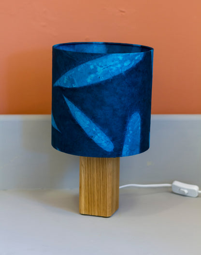 Square Oak Table Lamp with 20x20cm Drum Lamp Shade P99