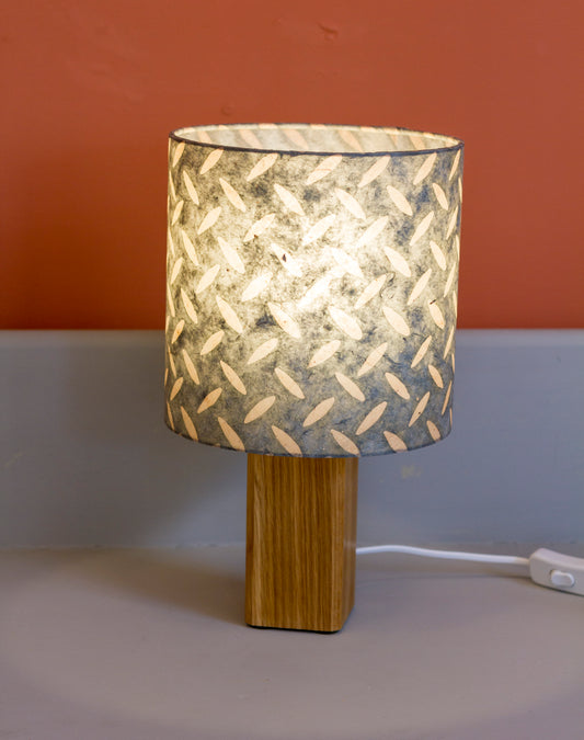 Square Oak Table Lamp with 20x20cm Drum Lamp Shade P88