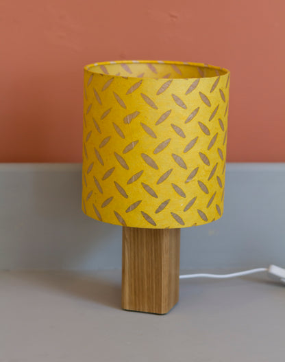 Square Oak Table Lamp with 20x20cm Drum Lamp Shade P89