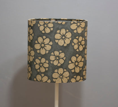 Oval Lamp Shade - P77 - Batik Star Flower Grey, 20cm(w) x 20cm(h) x 13cm(d)