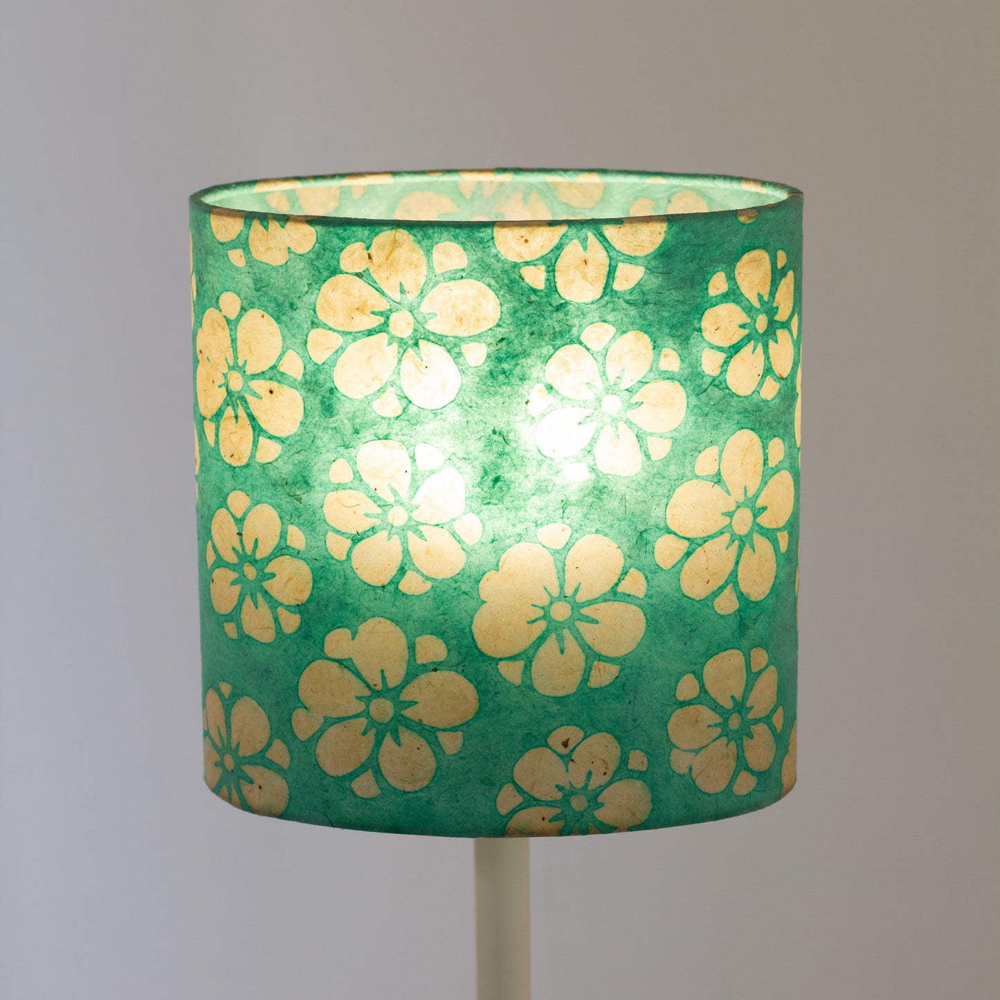 Oval Lamp Shade - P80 ~ Batik Star Flower Sea Foam, 20cm(w) x 20cm(h) x 13cm(d)