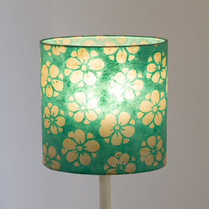 Oval Lamp Shade - P80 ~ Batik Star Flower Sea Foam, 20cm(w) x 20cm(h) x 13cm(d)
