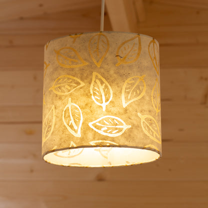 Lit Oval Pendant Lampshade in Batik Natural Leaf Handmade by Imbue Lighting