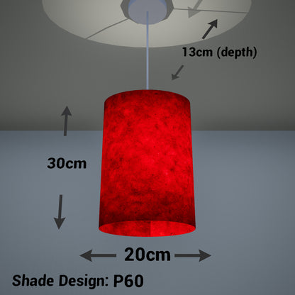 Oval Lamp Shade - P60 - Red Lokta, 20cm(w) x 30cm(h) x 13cm(d)