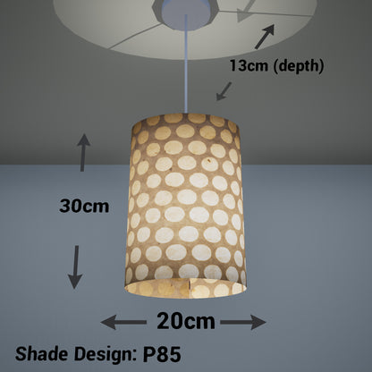 Oval Lamp Shade - P85 ~ Batik Dots on Natural, 20cm(w) x 30cm(h) x 13cm(d)