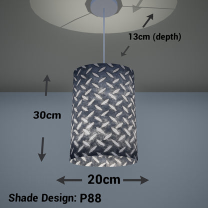 Oval Lamp Shade - P88 ~ Batik Tread Plate Grey, 20cm(w) x 30cm(h) x 13cm(d)