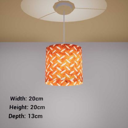 Oval Lamp Shade - P12 - Batik Tread Plate Brown, 20cm(w) x 20cm(h) x 13cm(d)