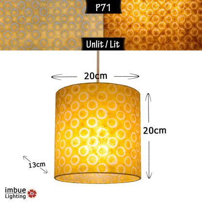 Oval Lamp Shade - P71 - Batik Yellow Circles, 20cm(w) x 20cm(h) x 13cm(d) - Imbue Lighting