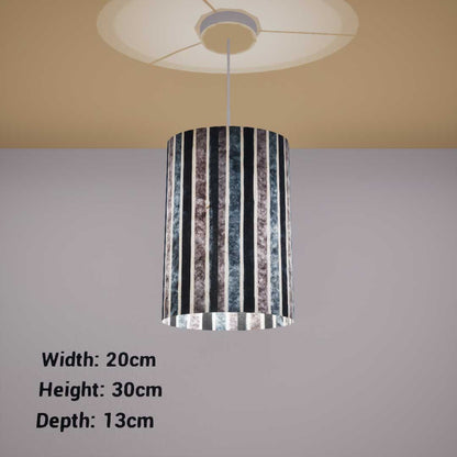 Oval Lamp Shade - P08 - Batik Stripes Grey, 20cm(w) x 30cm(h) x 13cm(d)