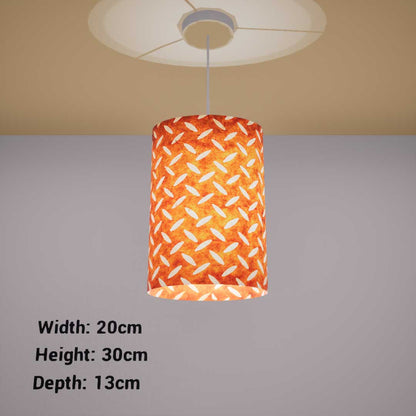 Oval Lamp Shade - P12 - Batik Tread Plate Brown, 20cm(w) x 30cm(h) x 13cm(d)