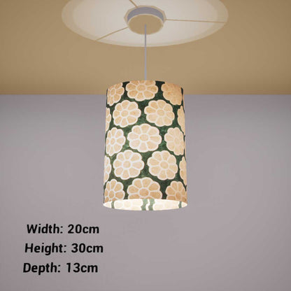 Oval Lamp Shade - P19 - Batik Big Flower on Rainforest, 20cm(w) x 30cm(h) x 13cm(d)