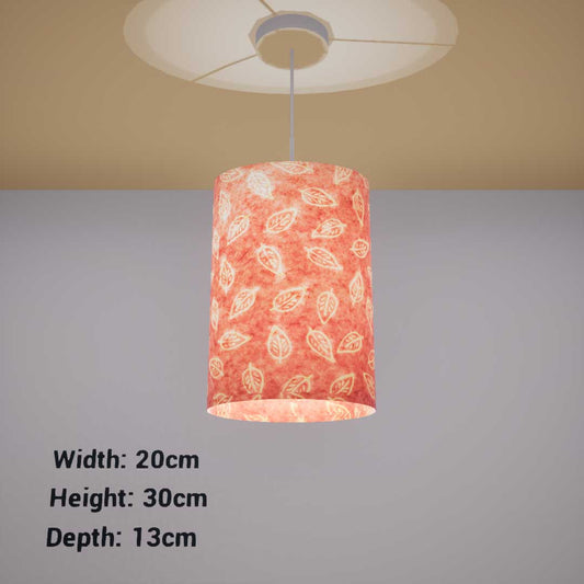 Oval Lamp Shade - P67 - Batik Leaf on Pink, 20cm(w) x 30cm(h) x 13cm(d) - Imbue Lighting