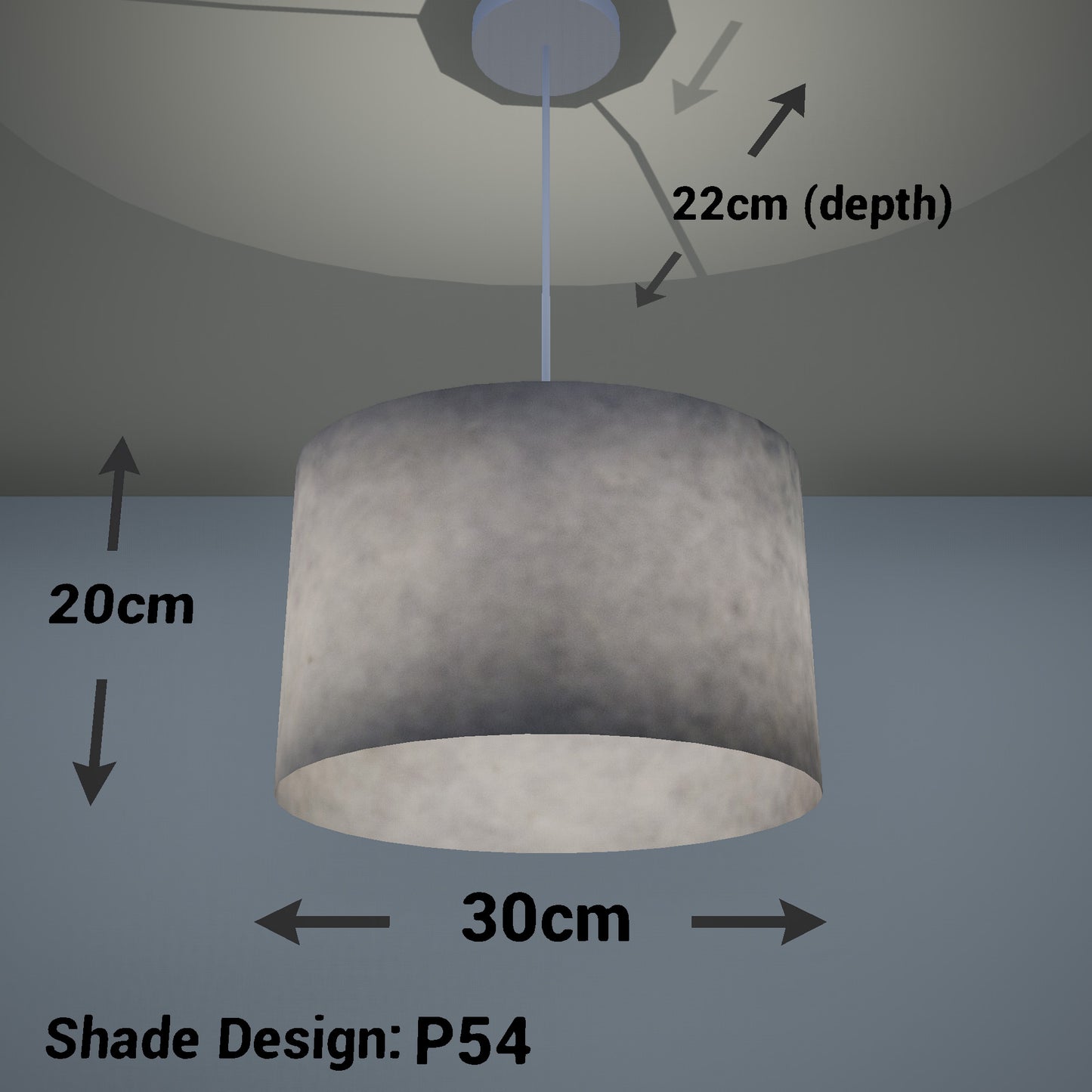 Oval Lamp Shade - P54 - Natural Lokta, 30cm(w) x 20cm(h) x 22cm(d)