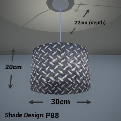 Oval Lamp Shade - P88 ~ Batik Tread Plate Grey, 30cm(w) x 20cm(h) x 22cm(d)