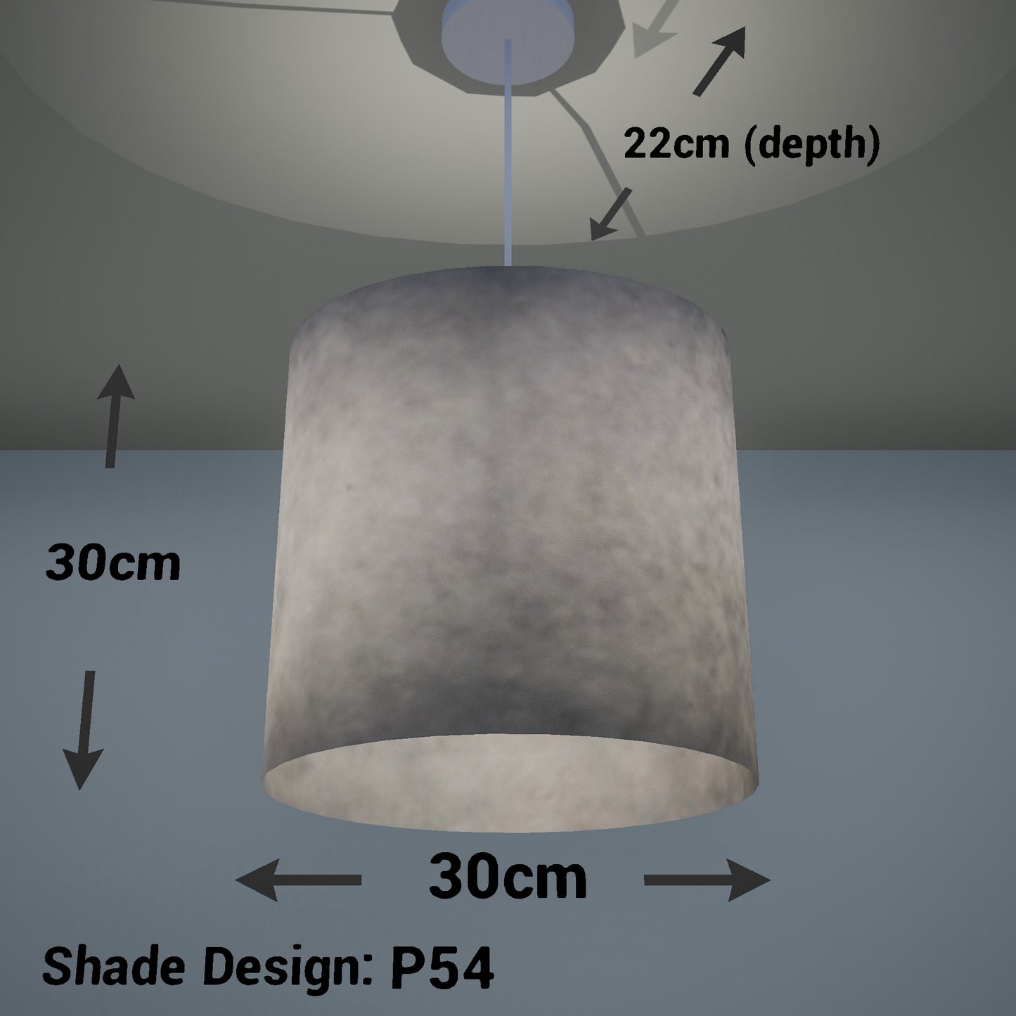 Oval Lamp Shade - P54 - Natural Lokta, 30cm(w) x 30cm(h) x 22cm(d)