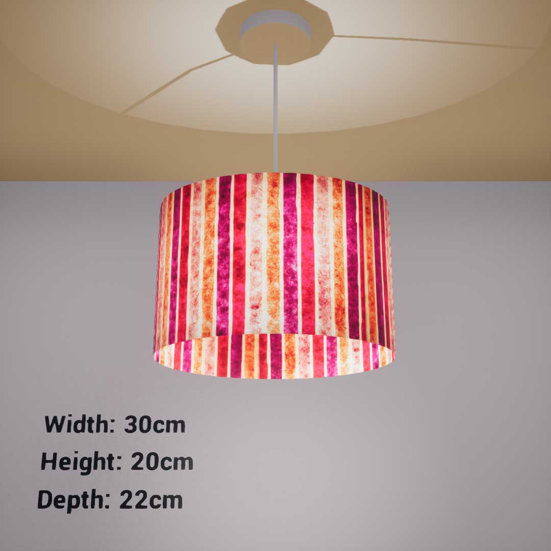 Oval Lamp Shade - P04 - Batik Stripes Pink, 30cm(w) x 20cm(h) x 22cm(d) - Imbue Lighting