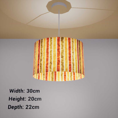Oval Lamp Shade - P06 - Batik Stripes Autumn, 30cm(w) x 20cm(h) x 22cm(d)