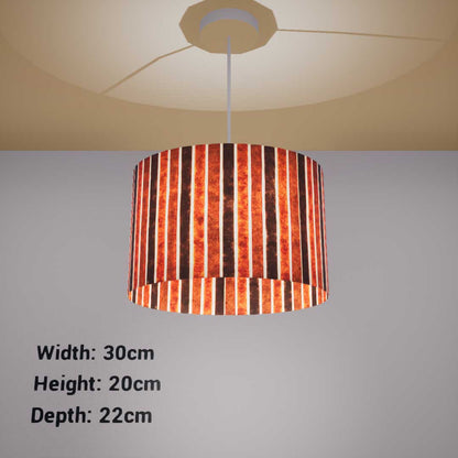 Oval Lamp Shade - P07 - Batik Stripes Brown, 30cm(w) x 20cm(h) x 22cm(d)