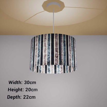 Oval Lamp Shade - P08 - Batik Stripes Grey, 30cm(w) x 20cm(h) x 22cm(d)