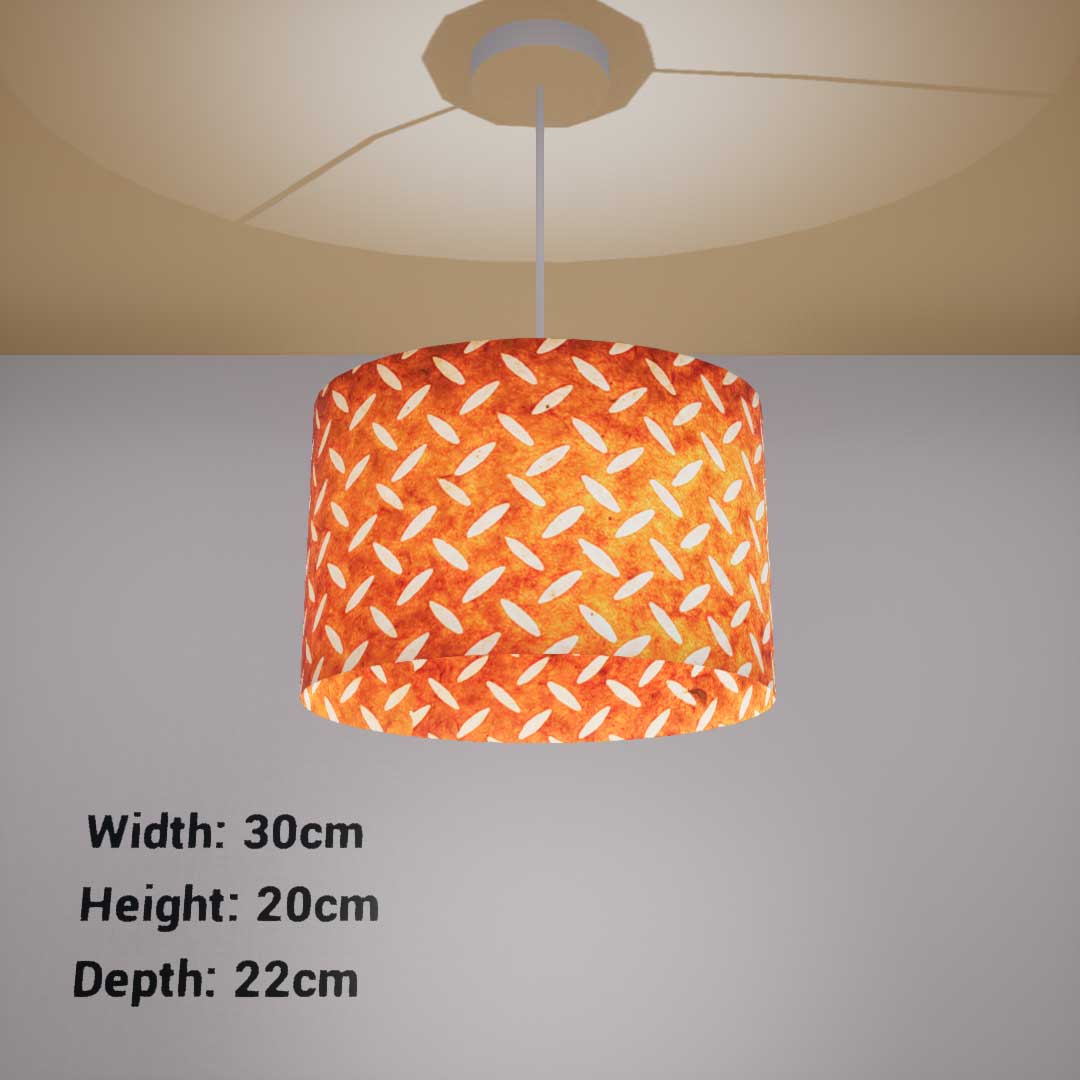Oval Lamp Shade - P12 - Batik Tread Plate Brown, 30cm(w) x 20cm(h) x 22cm(d)