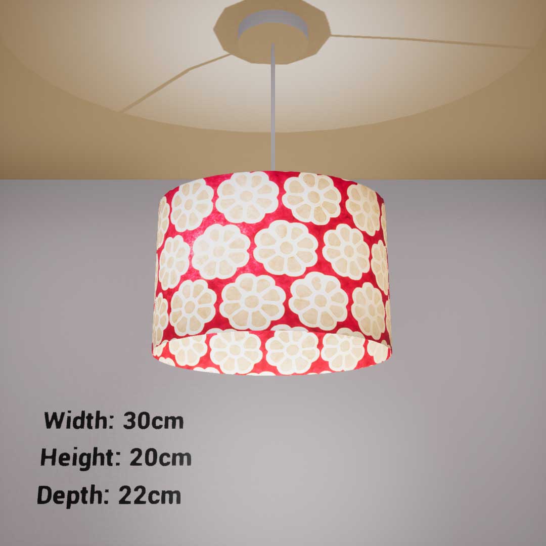 Oval Lamp Shade - P22 - Batik Big Flower on Hot Pink, 30cm(w) x 20cm(h) x 22cm(d)