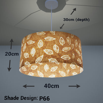 Oval Lamp Shade - P66 - Batik Leaf on Camel, 40cm(w) x 20cm(h) x 30cm(d) - Imbue Lighting