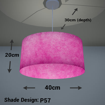 Oval Lamp Shade - P57 - Hot Pink Lokta, 40cm(w) x 20cm(h) x 30cm(d)