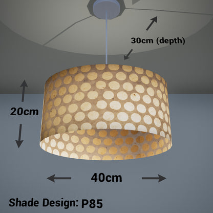 Oval Lamp Shade - P85 ~ Batik Dots on Natural, 40cm(w) x 20cm(h) x 30cm(d)