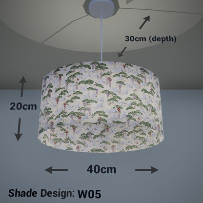 Oval Lamp Shade - W05 ~ Cranes, 40cm(w) x 20cm(h) x 30cm(d) - Imbue Lighting