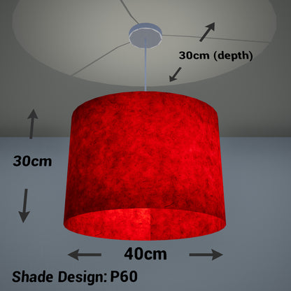 Oval Lamp Shade - P60 - Red Lokta, 40cm(w) x 30cm(h) x 30cm(d)