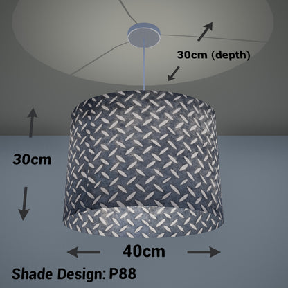 Oval Lamp Shade - P88 ~ Batik Tread Plate Grey, 40cm(w) x 30cm(h) x 30cm(d)