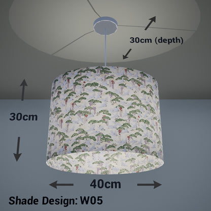 Oval Lamp Shade - W05 ~ Cranes, 40cm(w) x 30cm(h) x 30cm(d) - Imbue Lighting