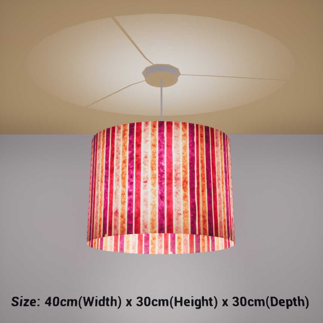 Oval Lamp Shade - P04 - Batik Stripes Pink, 40cm(w) x 30cm(h) x 30cm(d) - Imbue Lighting