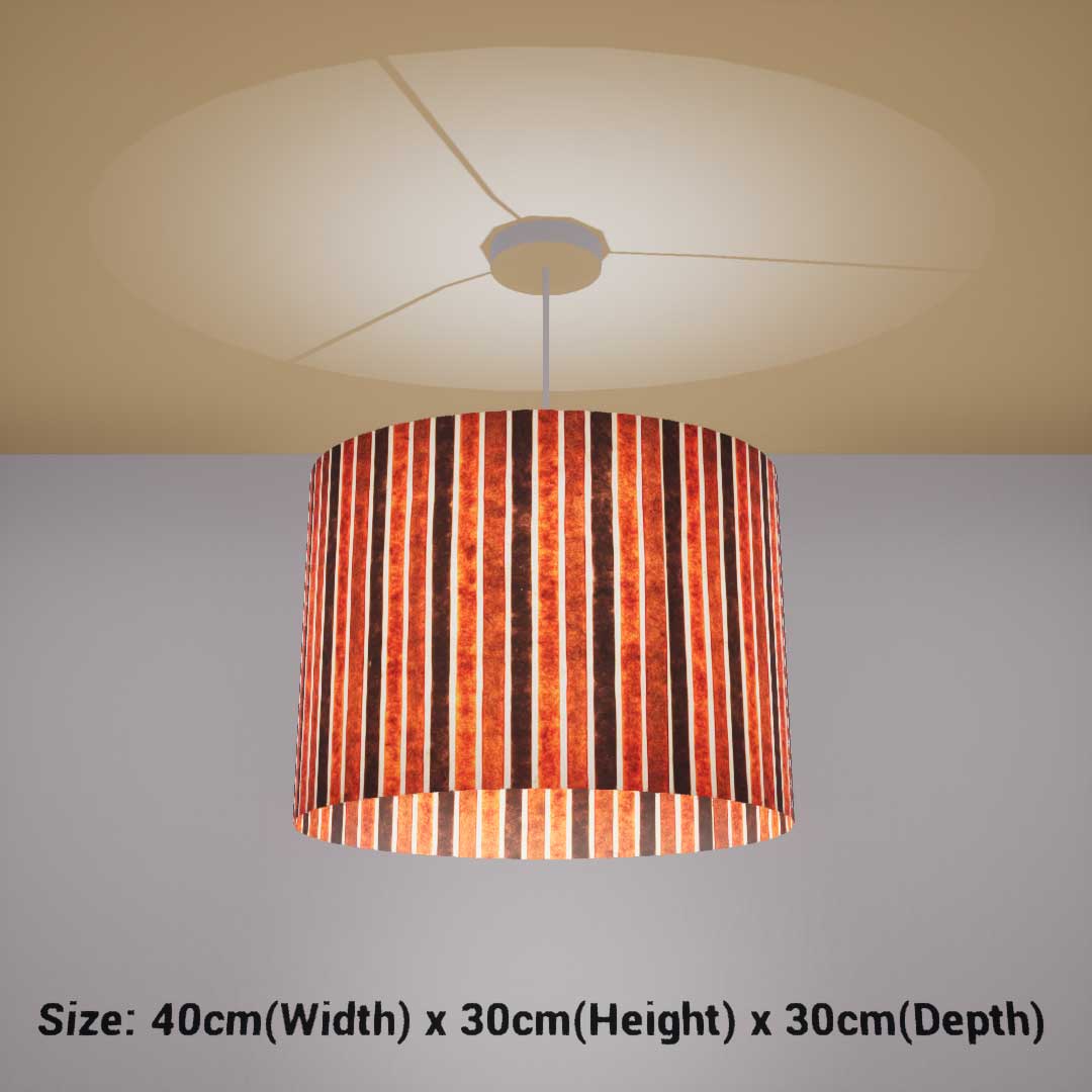 Oval Lamp Shade - P07 - Batik Stripes Brown, 40cm(w) x 30cm(h) x 30cm(d)