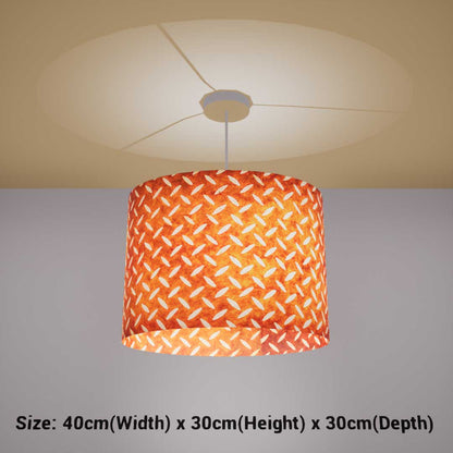 Oval Lamp Shade - P12 - Batik Tread Plate Brown, 40cm(w) x 30cm(h) x 30cm(d)