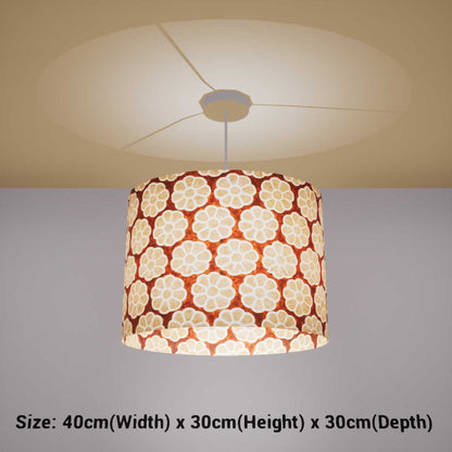 Oval Lamp Shade - P20 - Batik Big Flower on Brown, 40cm(w) x 30cm(h) x 30cm(d)