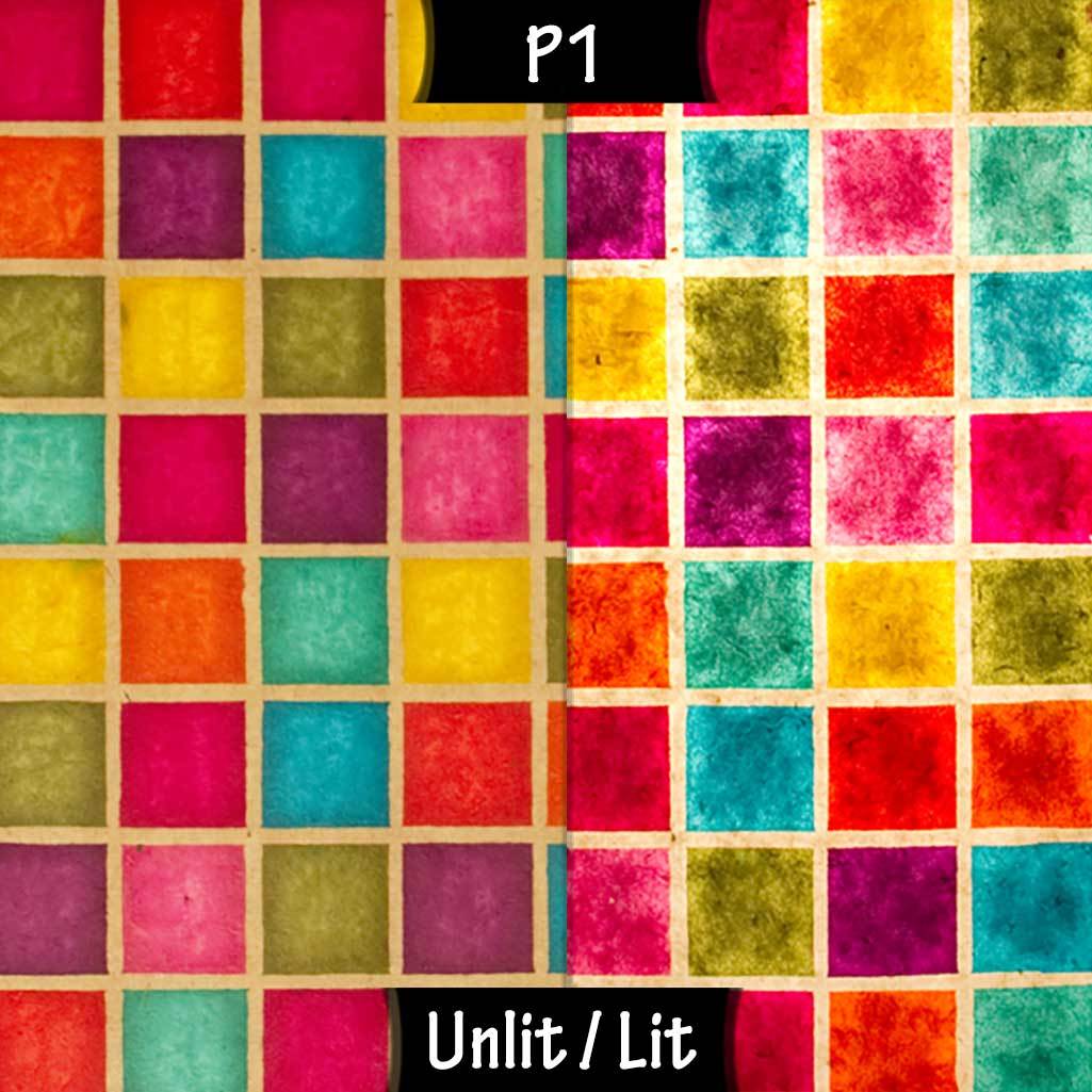 Rectangle Lamp Shade - P01 - Batik Multi Square, 50cm(w) x 25cm(h) x 25cm(d) - Imbue Lighting