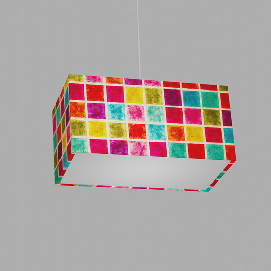 Rectangle Lamp Shade - P01 - Batik Multi Square, 40cm(w) x 20cm(h) x 20cm(d)