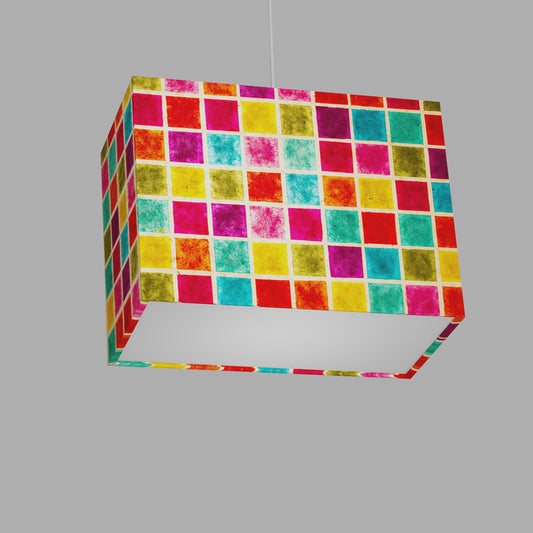 Rectangle Lamp Shade - P01 - Batik Multi Square, 40cm(w) x 30cm(h) x 20cm(d)