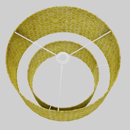 2 Tier Lamp Shade - P02 - Batik Lime Circles, 40cm x 20cm & 30cm x 15cm