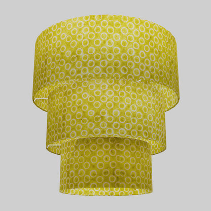 3 Tier Lamp Shade - P02 - Batik Lime Circles, 50cm x 20cm, 40cm x 17.5cm & 30cm x 15cm