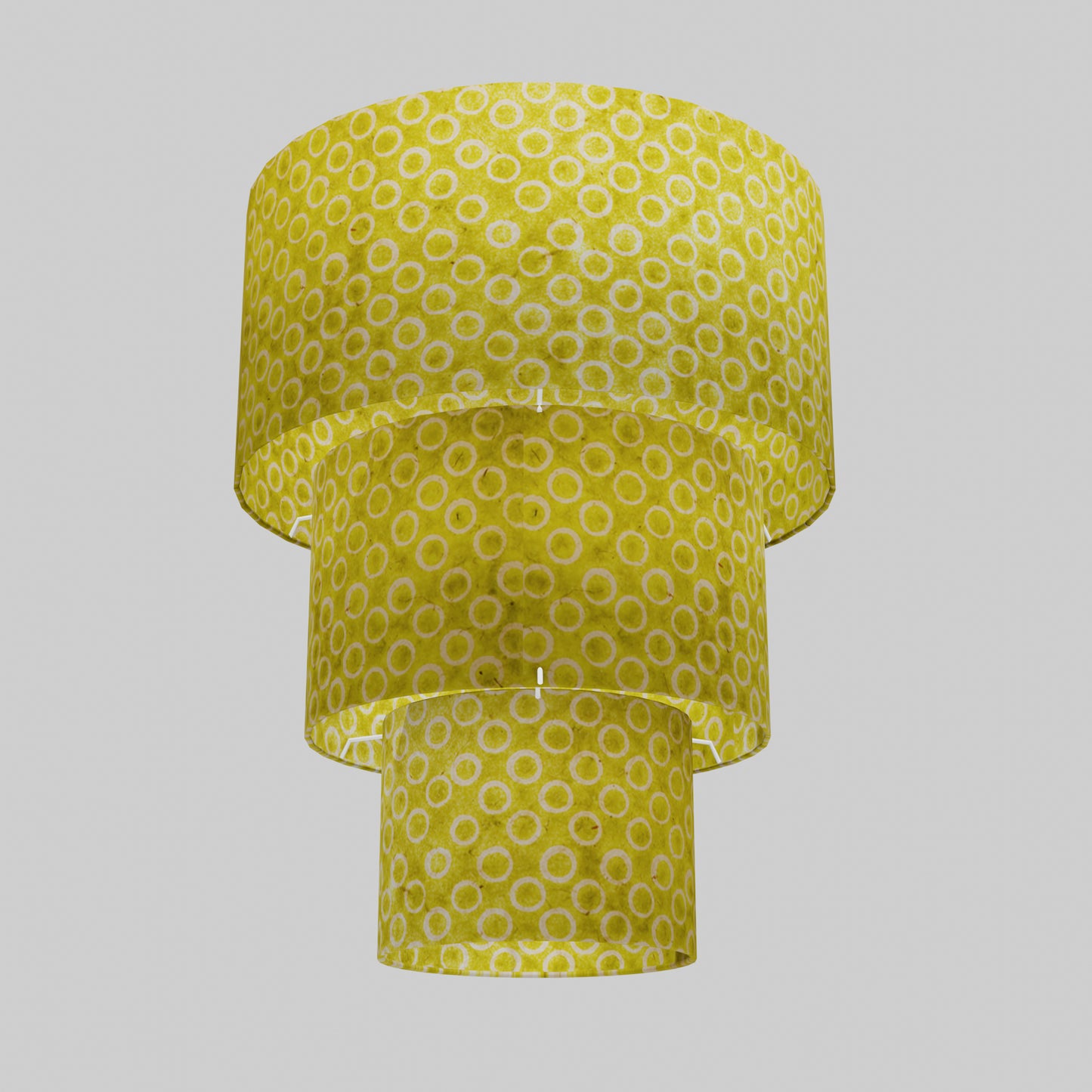 3 Tier Lamp Shade - P02 - Batik Lime Circles, 40cm x 20cm, 30cm x 17.5cm & 20cm x 15cm
