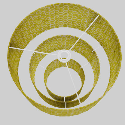 3 Tier Lamp Shade - P02 - Batik Lime Circles, 40cm x 20cm, 30cm x 17.5cm & 20cm x 15cm