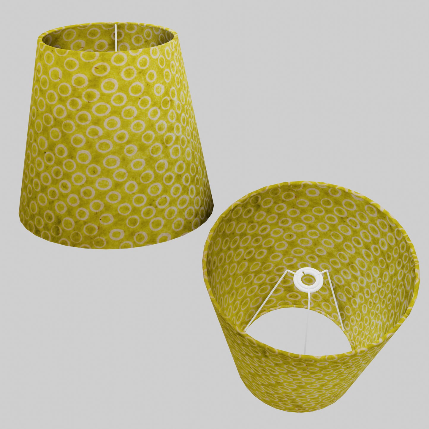 Conical Lamp Shade P02 - Batik Lime Circles, 23cm(top) x 35cm(bottom) x 31cm(height)