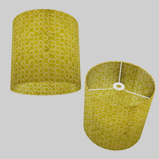 Drum Lamp Shade - P02 - Batik Lime Circles, 30cm(d) x 30cm(h)
