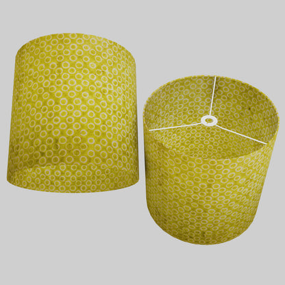 Drum Lamp Shade - P02 - Batik Lime Circles, 40cm(d) x 40cm(h)