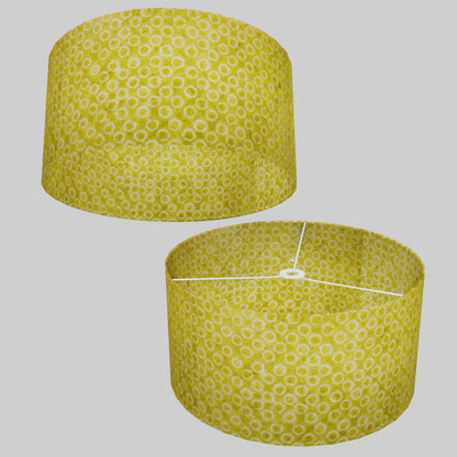 Drum Lamp Shade - P02 - Batik Lime Circles, 50cm(d) x 25cm(h)