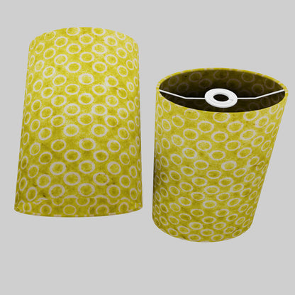 Oval Lamp Shade - P02 - Batik Lime Circles, 20cm(w) x 30cm(h) x 13cm(d)